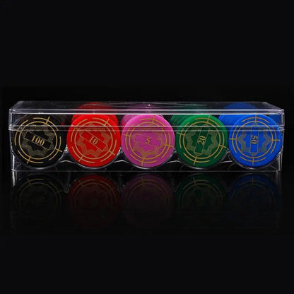 Poker Chip Tray Card Playing Table 5 Grids Acrylic Poker Chip Display Holders Each Holds 100 Chips for Beginners and Experienced