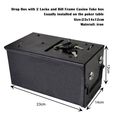 1Pc Drop Box with 2 Locks and Bill Frame Casino Toke Box Poker Table Accessories
