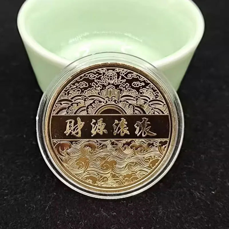 Chinese New Year 2024 Dragons Playing with Beads Collectible Coins Gold Plated Lucky Coin China Mascot Commemorative Souvenir