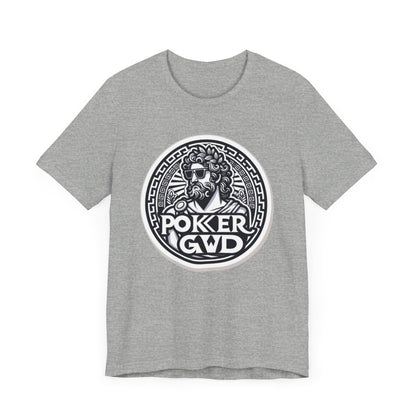 Poker Gawd Graphic t-shirt unisex short sleeve tee. For fashion, luck, poker players, and gamblers