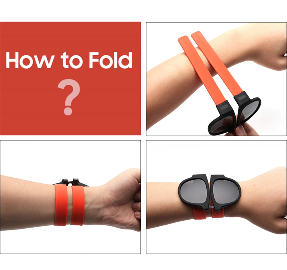 Novelty Mirror Men Polarized Folding Sunglasses New Arrival Slap Sport Foldable Wristband Shades 2024 Trend Product