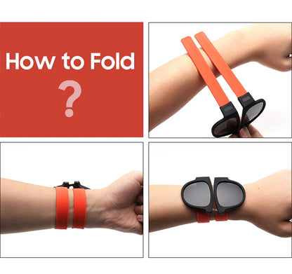 Novelty Mirror Men Polarized Folding Sunglasses New Arrival Slap Sport Foldable Wristband Shades 2024 Trend Product
