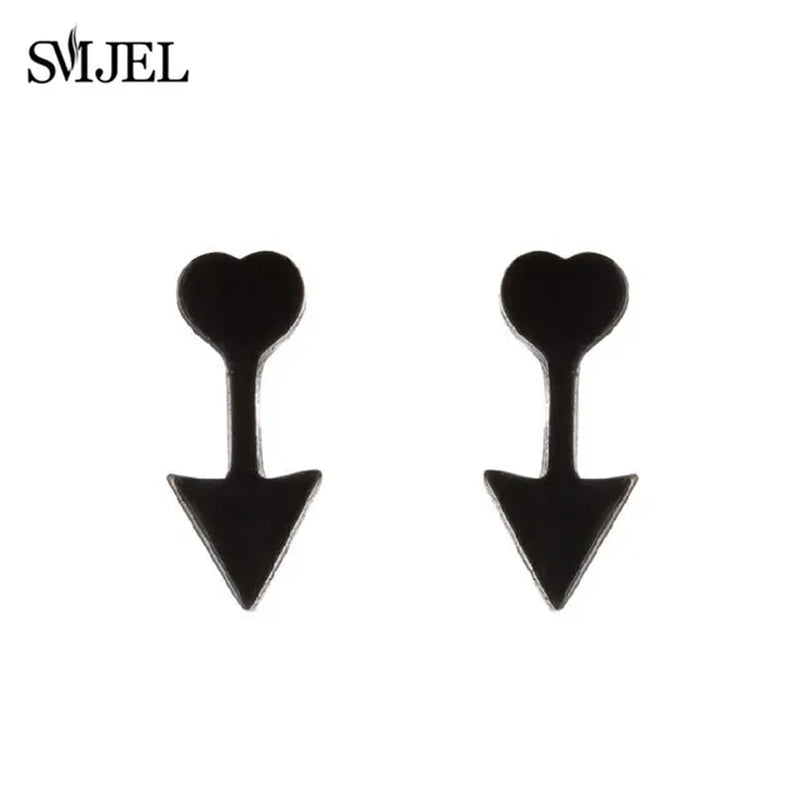 Stainless Steel Creative Poker Ace Stud Earrings Small Black Heart Spades Earrings for Women Girls Jewelry Unique Design Earings