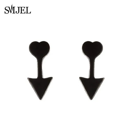 Stainless Steel Creative Poker Ace Stud Earrings Small Black Heart Spades Earrings for Women Girls Jewelry Unique Design Earings