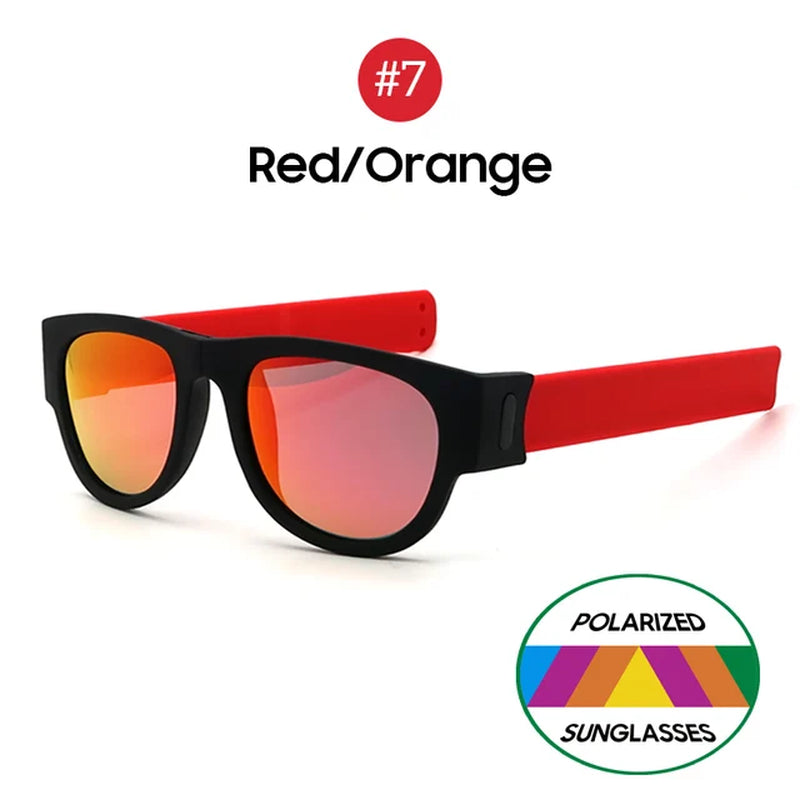 Novelty Mirror Men Polarized Folding Sunglasses New Arrival Slap Sport Foldable Wristband Shades 2024 Trend Product