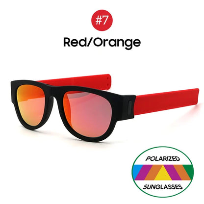 Novelty Mirror Men Polarized Folding Sunglasses New Arrival Slap Sport Foldable Wristband Shades 2024 Trend Product