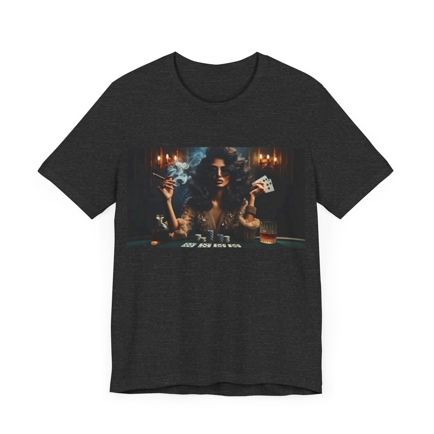 Lady luck Unisex Short Sleeve Tee for Luck, card players, poker players and gamblers