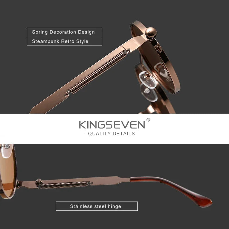 Gothic Steampunk Sunglasses Polarized for Men UV400 Blocking High Quality Glasses Women round Frame Retro Eyewear