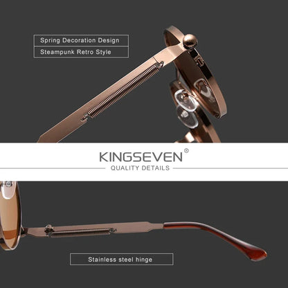 Gothic Steampunk Sunglasses Polarized for Men UV400 Blocking High Quality Glasses Women round Frame Retro Eyewear