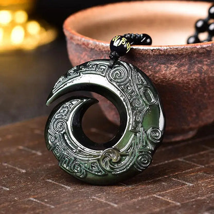 Obsidian Feng Shui Crafts Raw Stone Decorative Crystals Pendant Jewelry Women Organic Material Piedras Couple Ornament Black