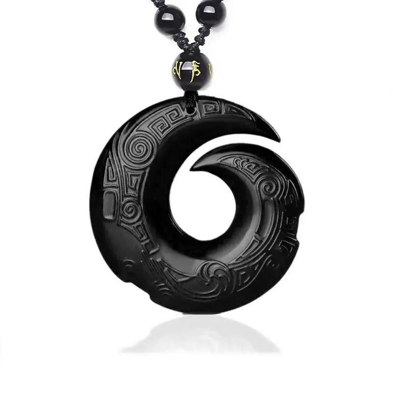 Obsidian Feng Shui Crafts Raw Stone Decorative Crystals Pendant Jewelry Women Organic Material Piedras Couple Ornament Black