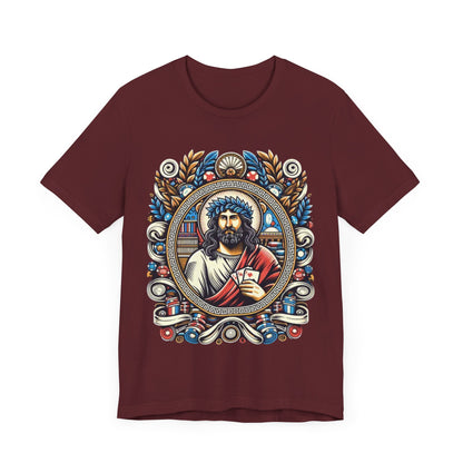 Poker Gawd Graphic t-shirt unisex short sleeve tee. For fashion, luck, poker players, and gamblers