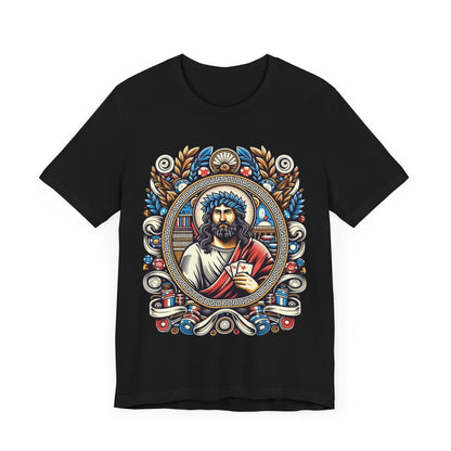 Poker Gawd Graphic t-shirt unisex short sleeve tee. For fashion, luck, poker players, and gamblers