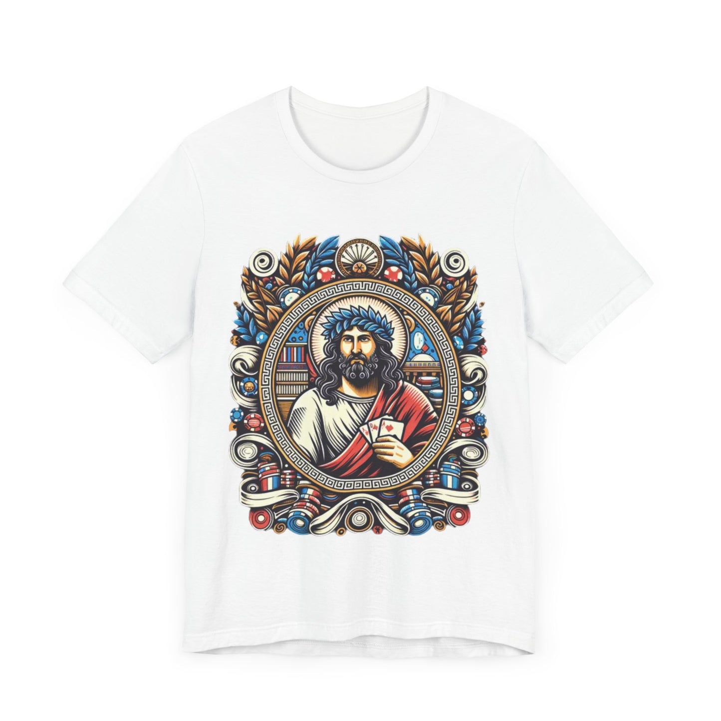 Poker Gawd Graphic t-shirt unisex short sleeve tee. For fashion, luck, poker players, and gamblers