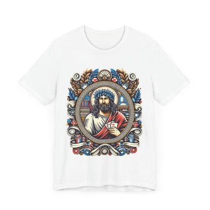 Poker Gawd Graphic t-shirt unisex short sleeve tee. For fashion, luck, poker players, and gamblers