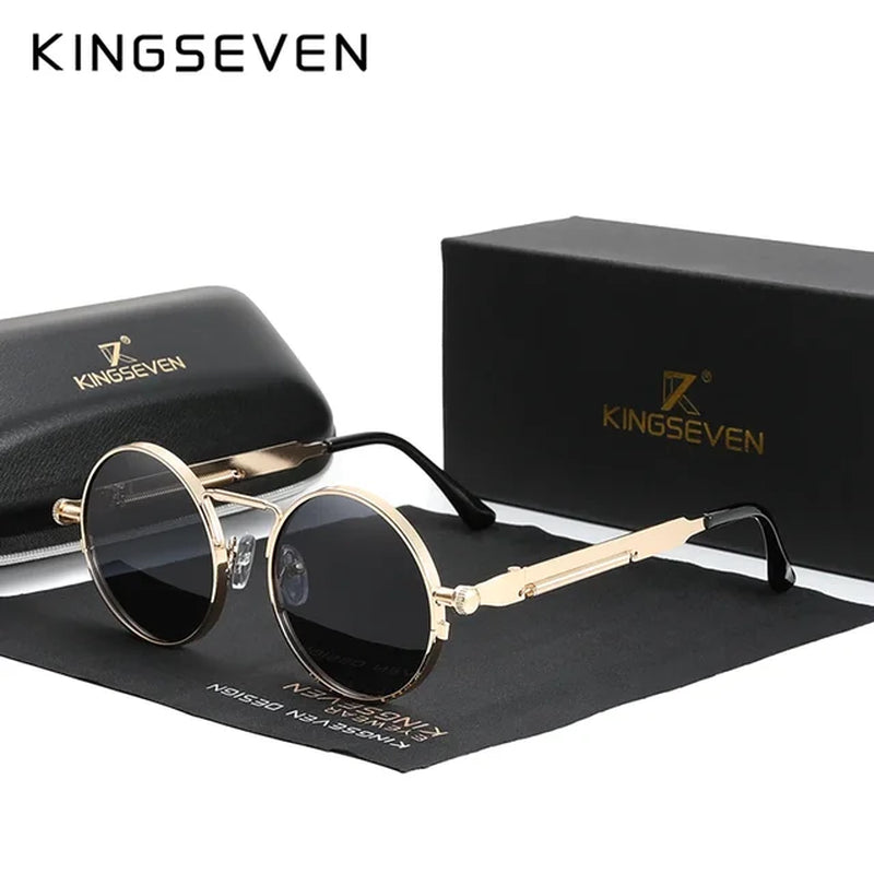 Gothic Steampunk Sunglasses Polarized for Men UV400 Blocking High Quality Glasses Women round Frame Retro Eyewear