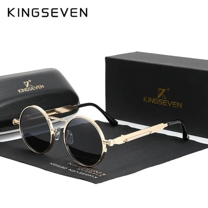 Gothic Steampunk Sunglasses Polarized for Men UV400 Blocking High Quality Glasses Women round Frame Retro Eyewear