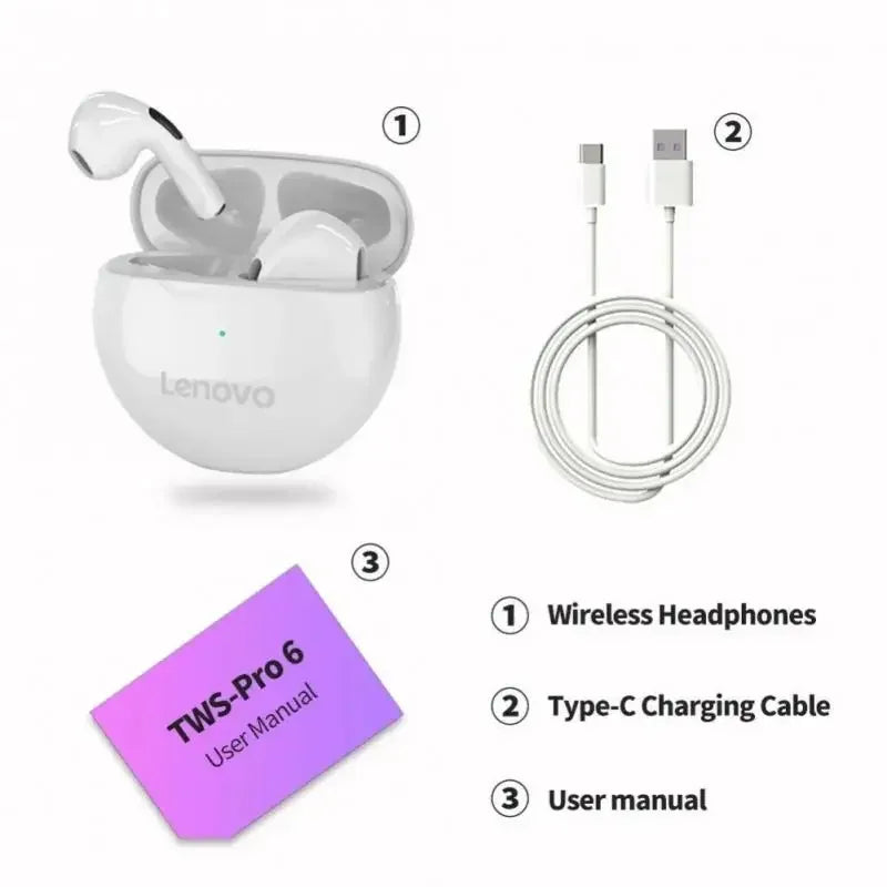 Lenovo Air Pro 6 TWS Wireless Bluetooth Headset Mini Pods Earbuds Earpods Earphone For Xiaomi Android IPhone Headphones