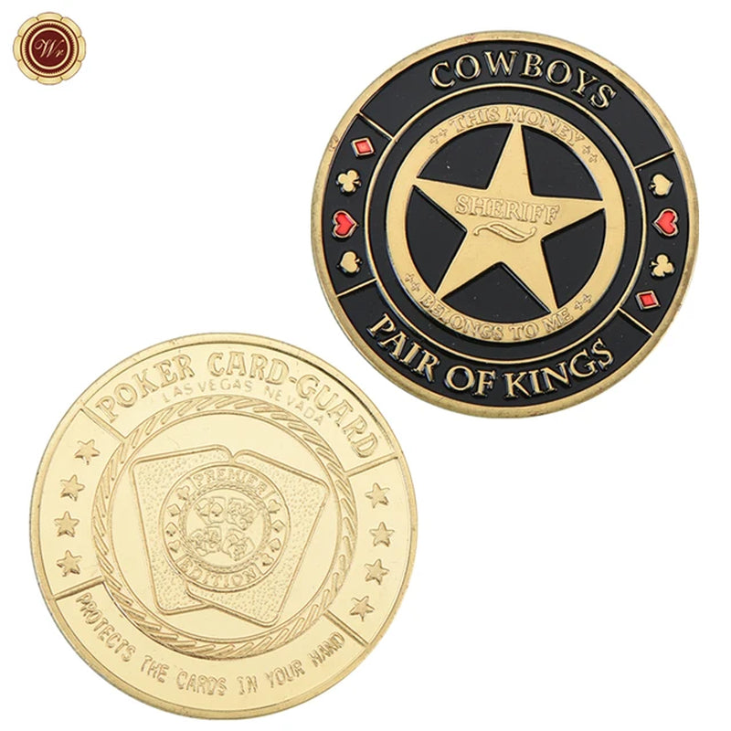 Metal Poker Coin Card Guard Protector Poker Cards Good Luck Challenge Coin Casino Chips Dealer Token Souvenir Collectible Gifts