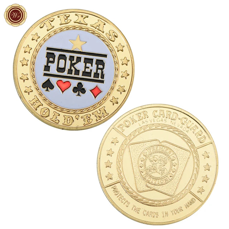Metal Poker Coin Card Guard Protector Poker Cards Good Luck Challenge Coin Casino Chips Dealer Token Souvenir Collectible Gifts