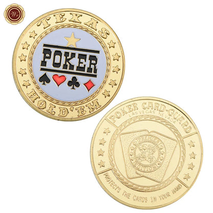 Metal Poker Coin Card Guard Protector Poker Cards Good Luck Challenge Coin Casino Chips Dealer Token Souvenir Collectible Gifts