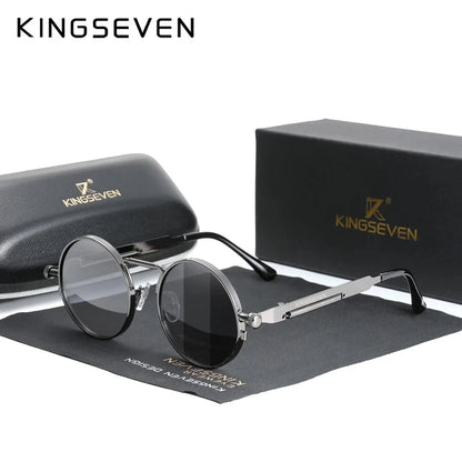 Gothic Steampunk Sunglasses Polarized for Men UV400 Blocking High Quality Glasses Women round Frame Retro Eyewear
