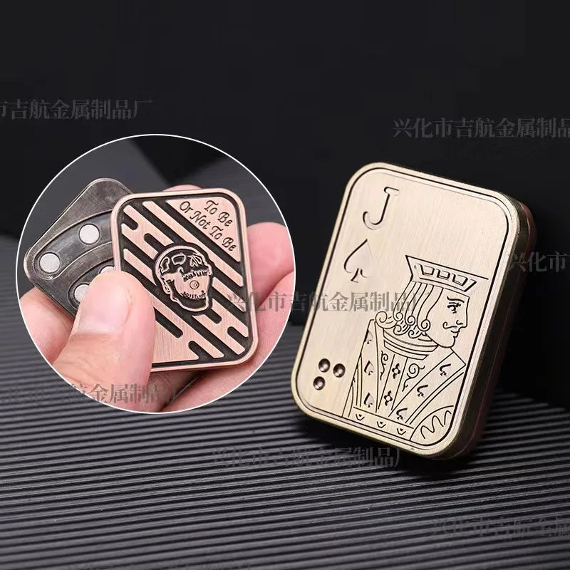 Fidget Spinner KK Pop Fingertip Gyro Solution Pressure Reduction Toy Push Poker Push Card EDC Stainless Steel Toys Adult Gifts