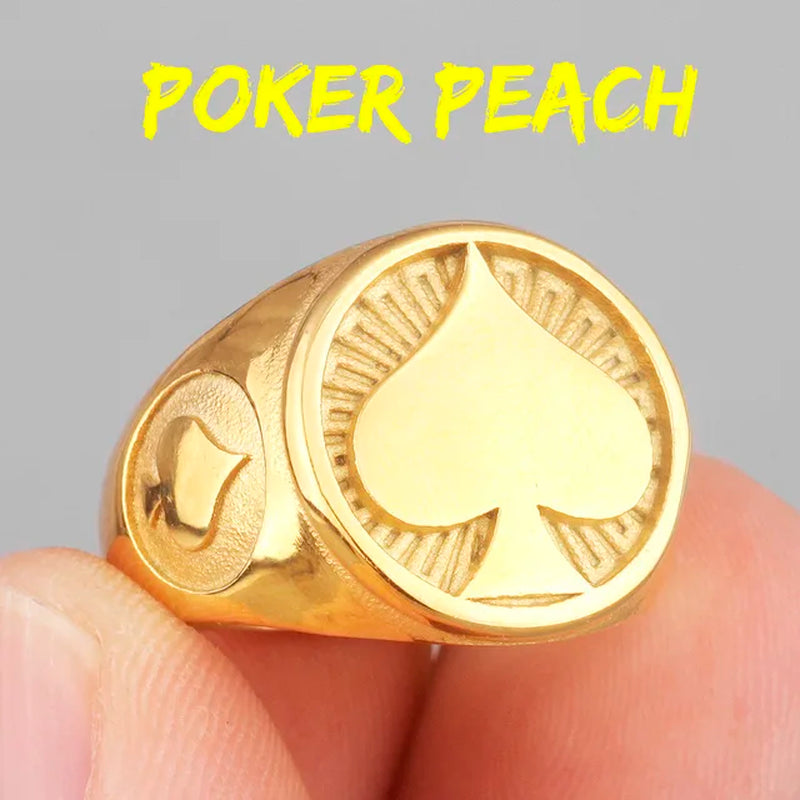 Poker Spades Good Luck Stainless Steel Mens Rings Punk Hip Hop Unique for Male Boyfriend Biker Jewelry Creativity Gift Wholesale
