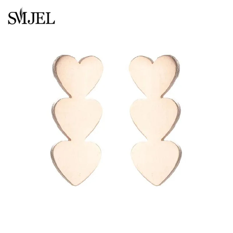 Stainless Steel Creative Poker Ace Stud Earrings Small Black Heart Spades Earrings for Women Girls Jewelry Unique Design Earings