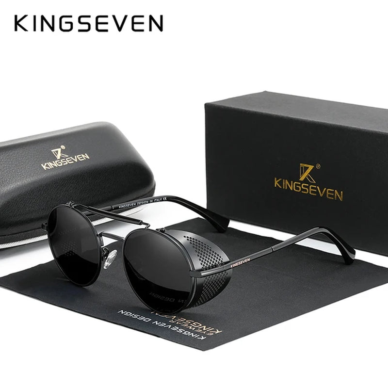 Genuine  Retro round Steampunk Sunglasses Men Retro Women Sun Glasses Shades Vintage Travel Eyewear Gafas De Sol 7550