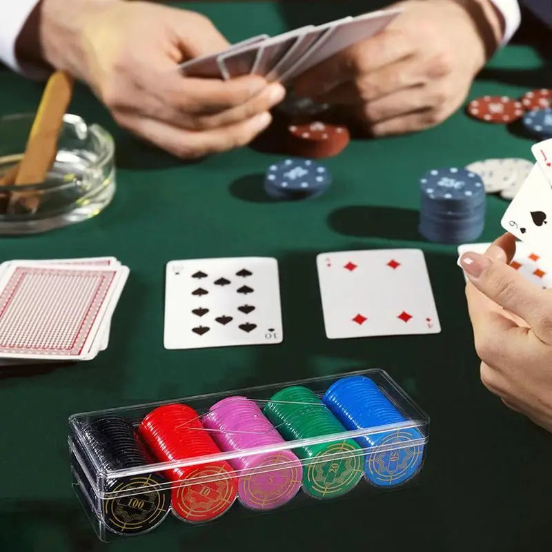 Poker Chip Tray Card Playing Table 5 Grids Acrylic Poker Chip Display Holders Each Holds 100 Chips for Beginners and Experienced