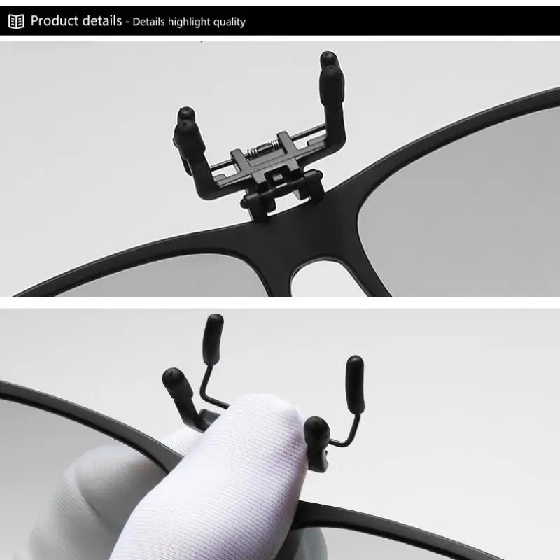 Square Polarized Clip on Sunglasses Men Flip up Photochromic Sunglasses Driver anti Glare Goggles Night Vision Glasses