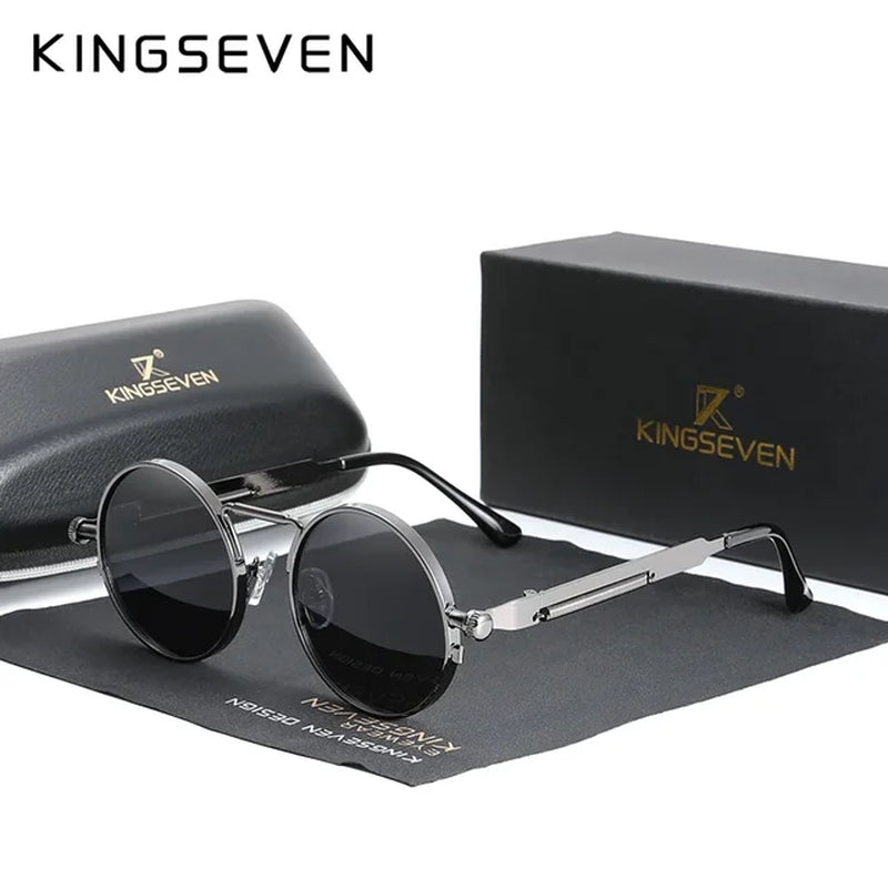 Gothic Steampunk Sunglasses Polarized for Men UV400 Blocking High Quality Glasses Women round Frame Retro Eyewear