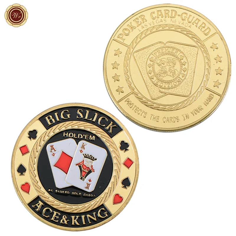 Metal Poker Coin Card Guard Protector Poker Cards Good Luck Challenge Coin Casino Chips Dealer Token Souvenir Collectible Gifts