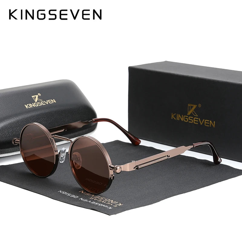 Gothic Steampunk Sunglasses Polarized for Men UV400 Blocking High Quality Glasses Women round Frame Retro Eyewear