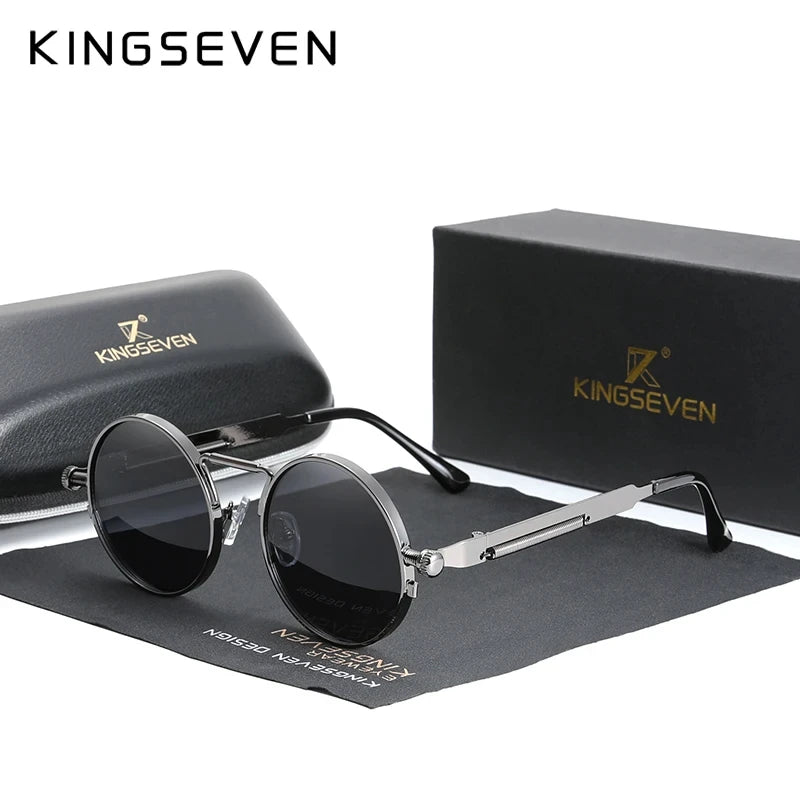 Gothic Steampunk Sunglasses Polarized for Men UV400 Blocking High Quality Glasses Women round Frame Retro Eyewear