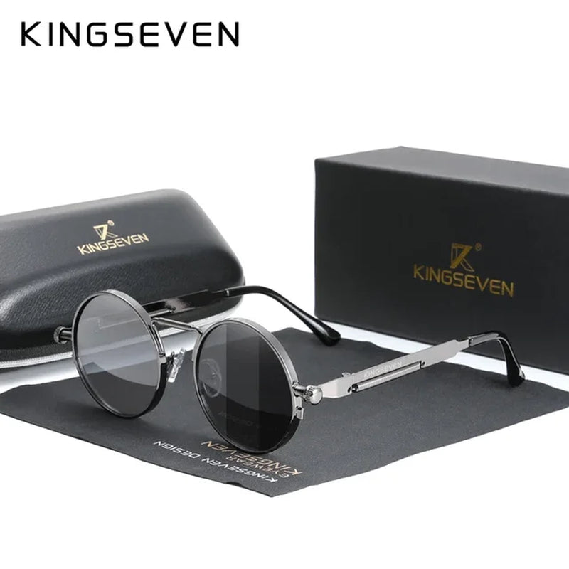 Gothic Steampunk Sunglasses Polarized for Men UV400 Blocking High Quality Glasses Women round Frame Retro Eyewear