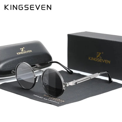 Gothic Steampunk Sunglasses Polarized for Men UV400 Blocking High Quality Glasses Women round Frame Retro Eyewear