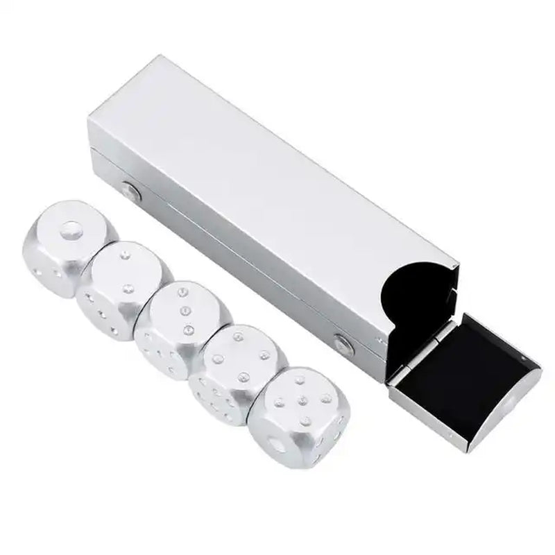 Game Dice Aluminium Alloy Table Game Poker Games Dices Set with Storage Box