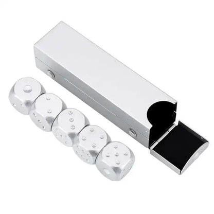 Game Dice Aluminium Alloy Table Game Poker Games Dices Set with Storage Box