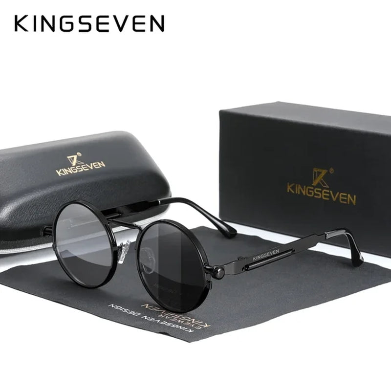 Gothic Steampunk Sunglasses Polarized for Men UV400 Blocking High Quality Glasses Women round Frame Retro Eyewear