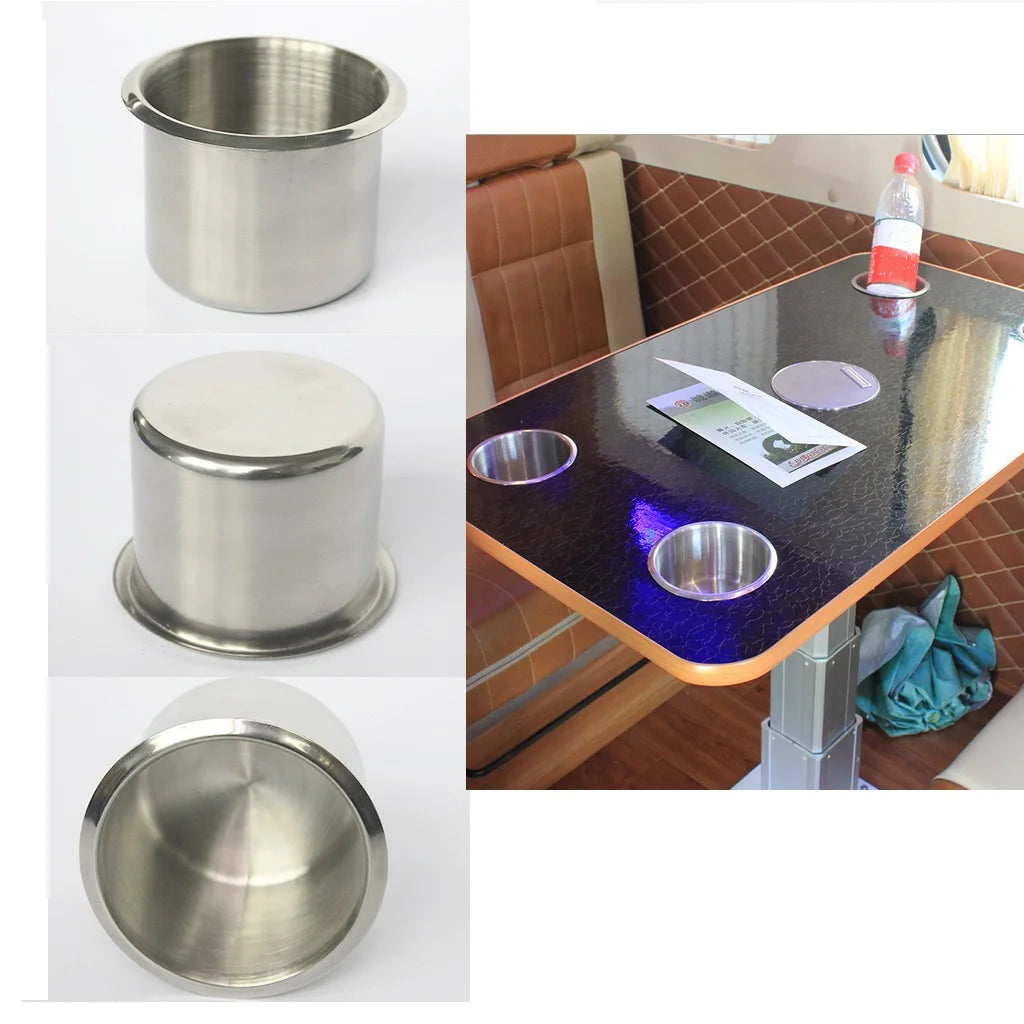 Pack of 4 Stainless Steel Poker Table Cup Holder Inserts Recessed Cup Drink Holder for Car Boat Truck Water Bottle Holder