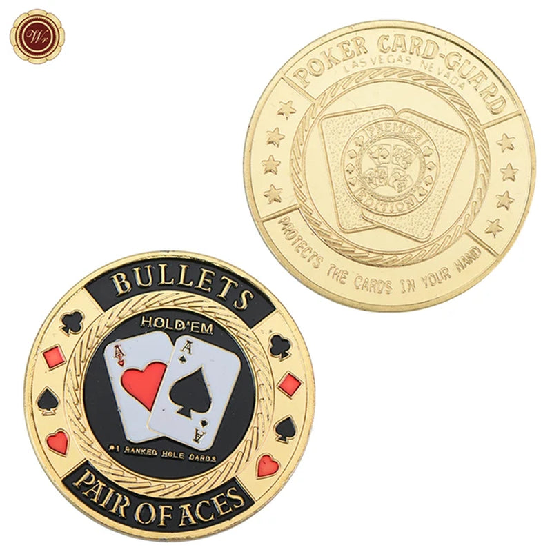 Metal Poker Coin Card Guard Protector Poker Cards Good Luck Challenge Coin Casino Chips Dealer Token Souvenir Collectible Gifts