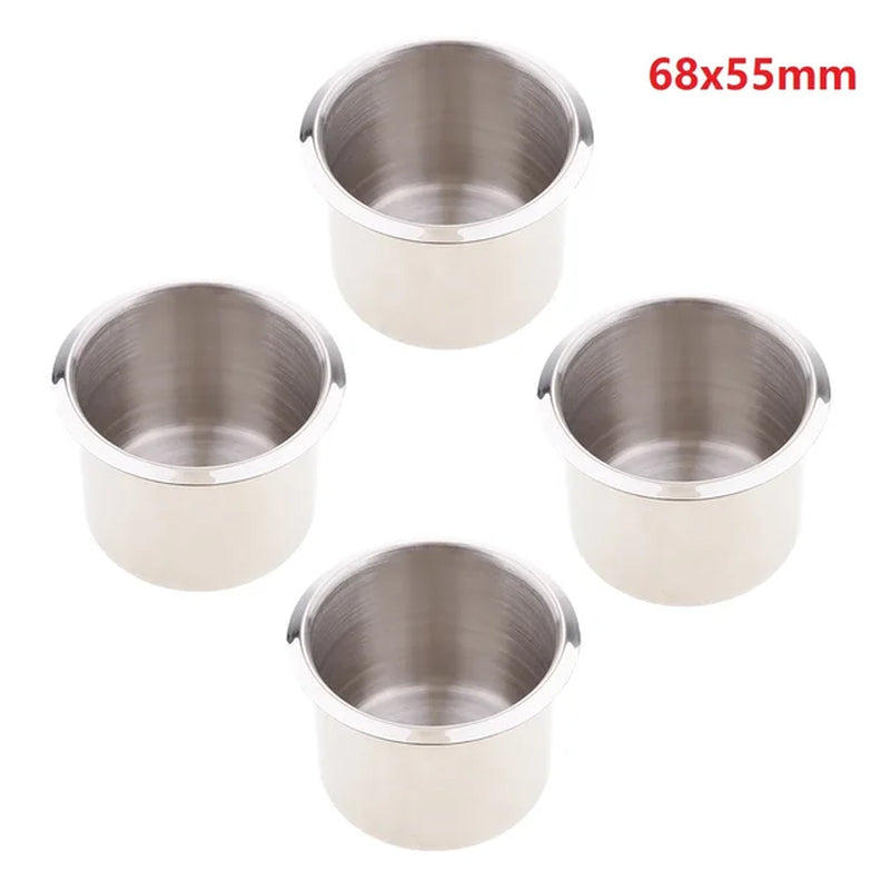 Pack of 4 Stainless Steel Poker Table Cup Holder Inserts Recessed Cup Drink Holder for Car Boat Truck Water Bottle Holder