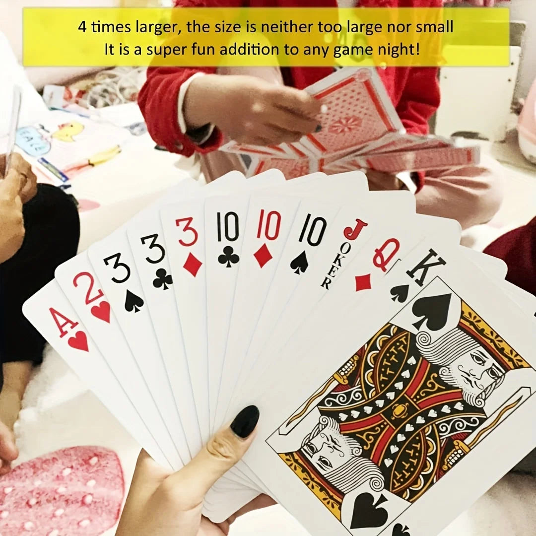 Giant Playing Cards Set - 54 Cards (12X17 Cm) for Large-Scale Poker Games, 4X Larger than Standard Decks, Party Supplies