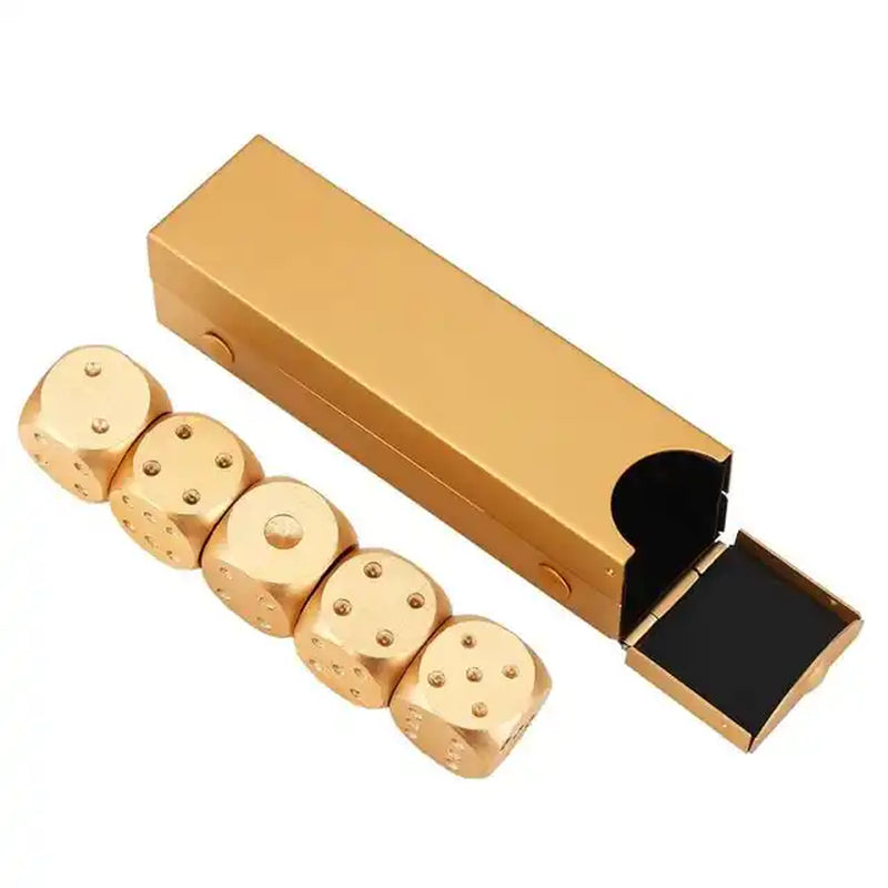 Game Dice Aluminium Alloy Table Game Poker Games Dices Set with Storage Box