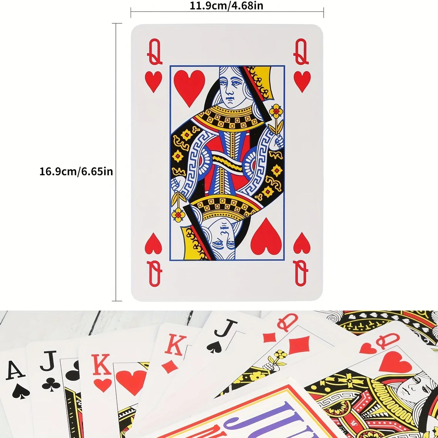 Giant Playing Cards Set - 54 Cards (12X17 Cm) for Large-Scale Poker Games, 4X Larger than Standard Decks, Party Supplies