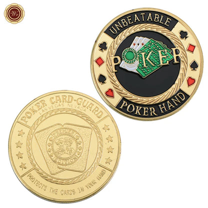 Metal Poker Coin Card Guard Protector Poker Cards Good Luck Challenge Coin Casino Chips Dealer Token Souvenir Collectible Gifts