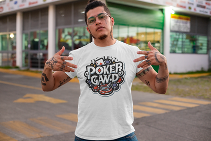 Poker Gawd Graphic t-shirt unisex short sleeve tee. For fashion, luck, poker players, and gamblers