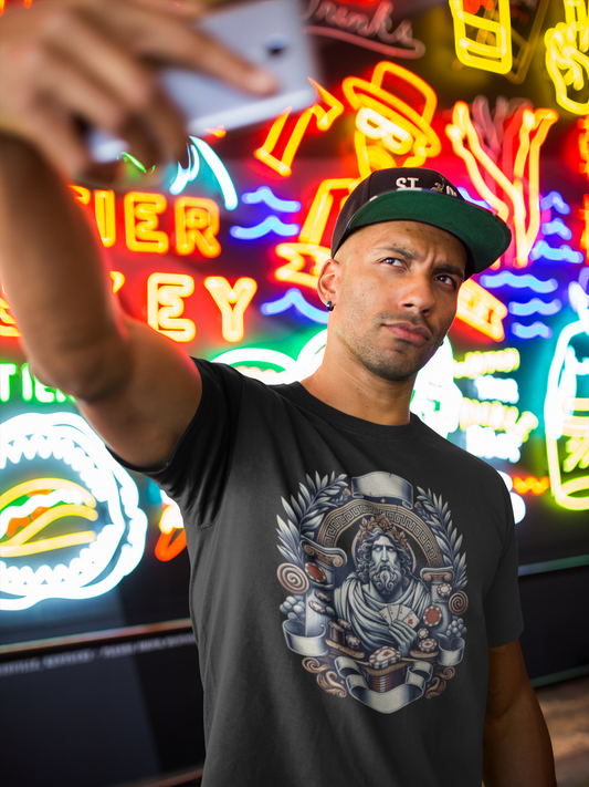 Poker Gawd Graphic t-shirt unisex short sleeve tee. For fashion, luck, poker players, and gamblers